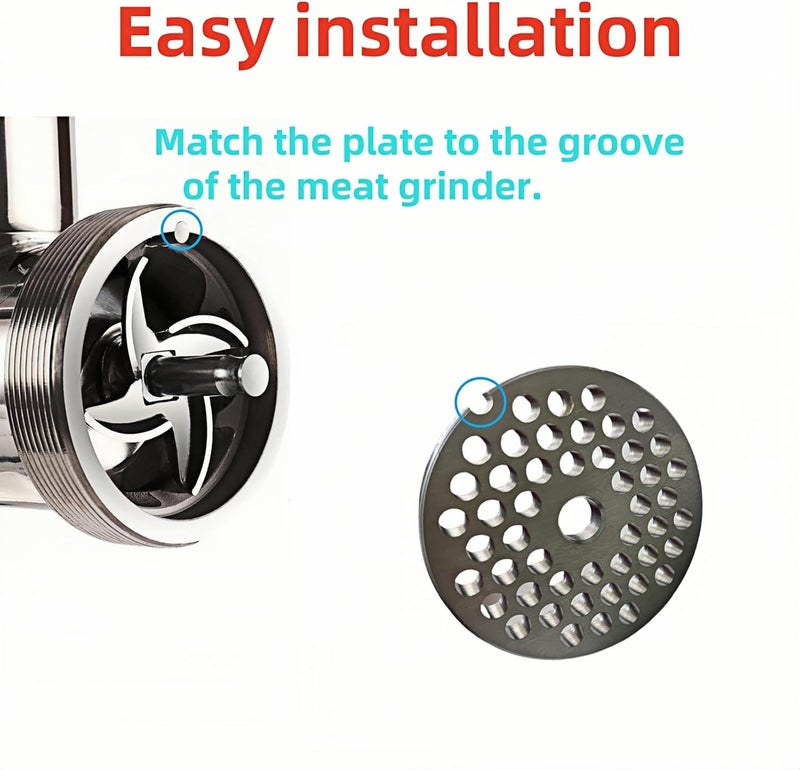 FLZHBFC For Hobart, LEM, Cabelas, Weston and FGA Food Chopper, MTN Meat Grinders of #12 Stainless Steel Meat Grinder Plate Discs Blades，Cutting Disks Heavy Duty. (4/25 Hole Plate) - Image 4